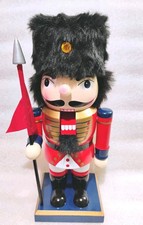 Classic Christmas Decor Nutcracker Multicolor Boy Fur Head 11" TALL.