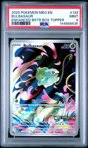 2025 POKEMON MEG EN-MEGA EVOLUTION ENHANCED BOOSTER BOX TOPPER BULBASAUR PSA 9