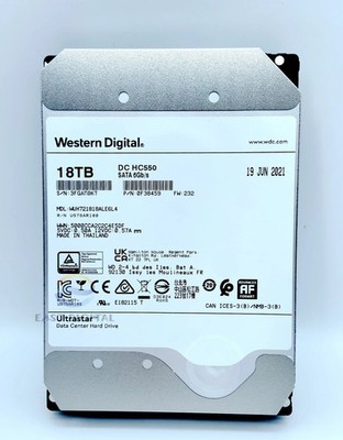 WD Ultrastar DC HC550 18TB SATA 6G 3.5'' 7200RPM Enterprise HDD - WUH721818ALE6L4