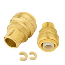 2 PCS 3/4" Push-to-connect x 1/2"Male Thread Brass CouplingPush Fit Fittings ...