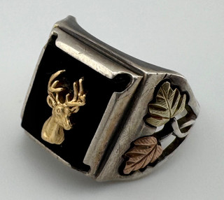 Men's Sterling Silver Black Hills Gold Ring Size 9.5 Vintage 8.7g