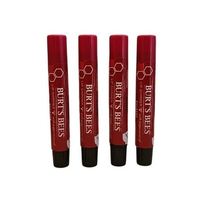 4 Pack Burt's Bees Lip Shimmer with Peppermint Oil 0.09 oz Each RHUBARB Sealed