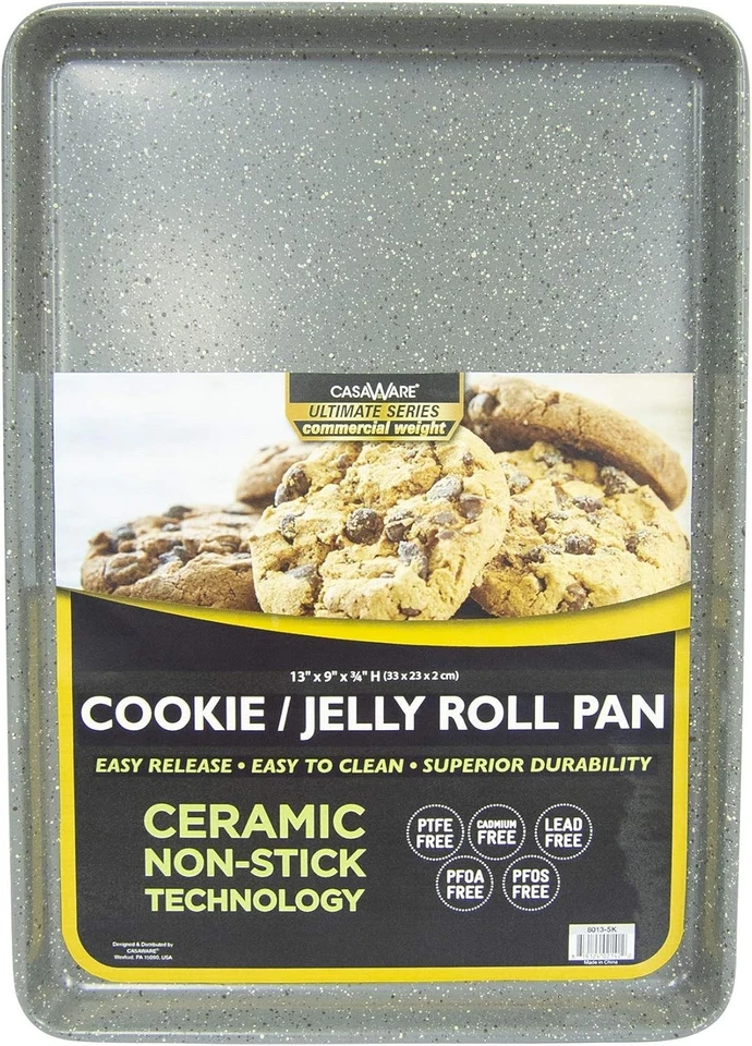 Ultimate 3-Pan Cookie Sheet Set - Silver Granite Ceramic Non-Stick Finish - Image 4 of 4