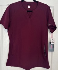 Koi Lite Scrub Top Women  s M Wine Color Stretch Comfort NEW