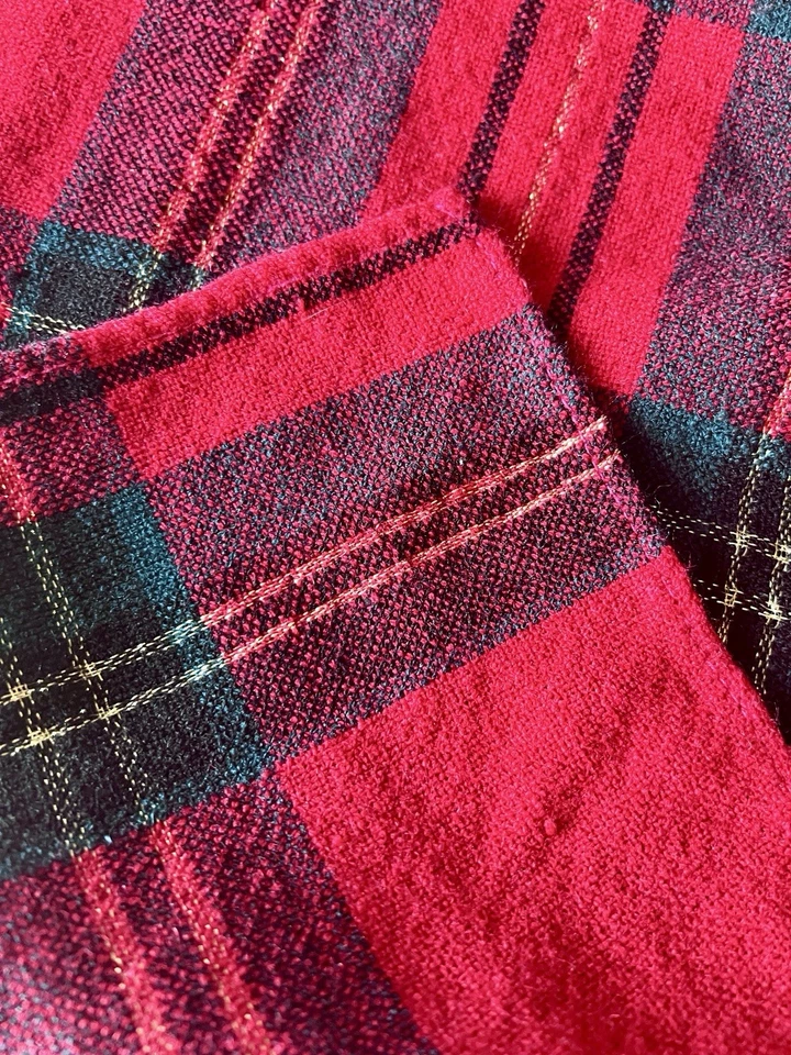 Красно-зеленая золотистая клетчатая скатерть 56x84 акриловый люрекс праздник Рождество - Изображение 3 из 4