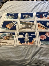 Vintage Princess Fabrics Pattern #357 9 Panels Space Rockets USA Moon Landing