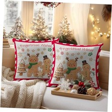 Set of 2 Christmas Gingerbread Throw Pillow Covers Gingerbread Pillow Covers 01