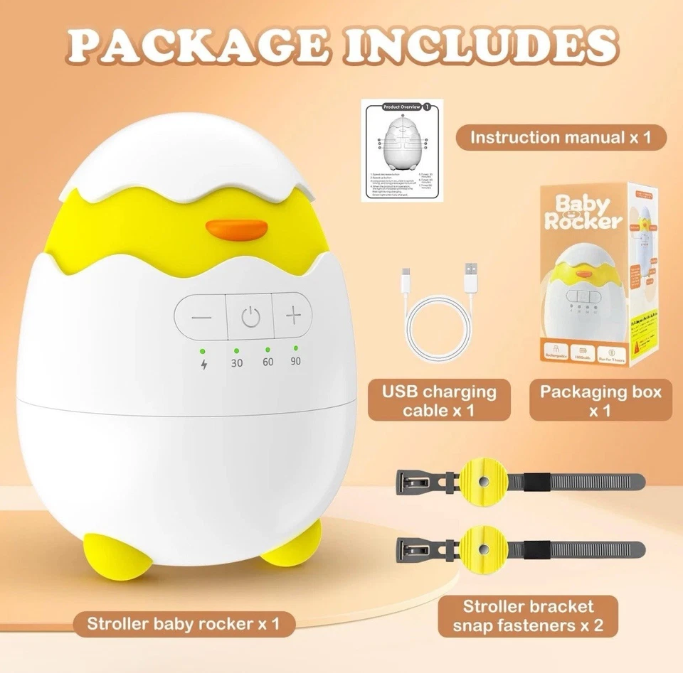 Columpio basculante para bebé - Carga USB, velocidad ajustable, portátil Foto 2 de 4