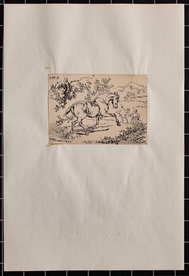 Joseph Simon Volmar Kind mit Pferd Studie signiert Unikat Tusche Zeichnung 1852