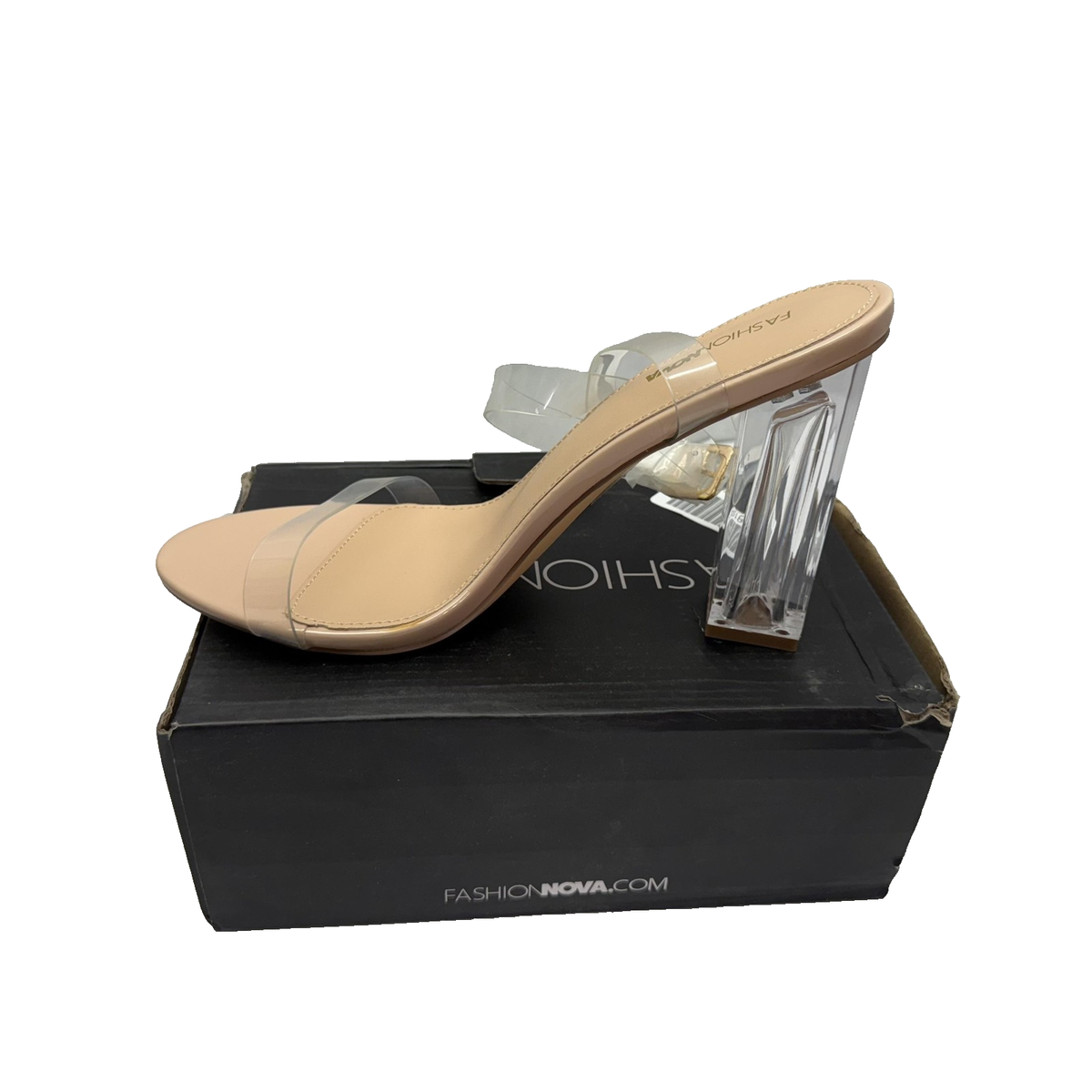 Fashion Nova Shoes Womens Size 10 Clear The Glass Slipper Transparent Block  Heel