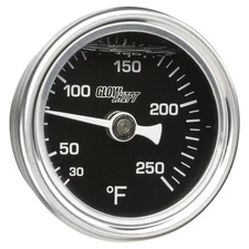 GlowShift Mechanical Coolant or Oil Temp Gauge Liquid Filled 38mm Black Dial