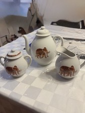 White Tea Set With Elephant Stencil