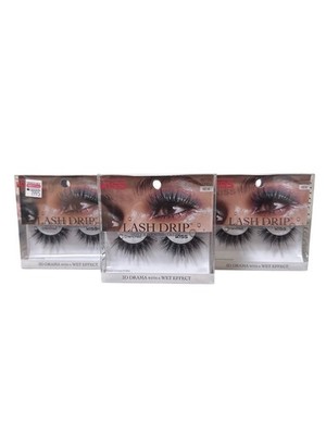 Kiss Lash Drip  Drenched  3D Drama Wet Effect False Eyelashes Set - 3 Pack