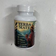 Yerba Mate Herbal Supplement - 60 Capsules - 100 Pure - 75mg Caffeine Exp 03/27