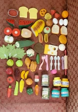 66 Piece Play Food & Utensil Lot Pretend Kitchen Center House Vtg Modern Mixed