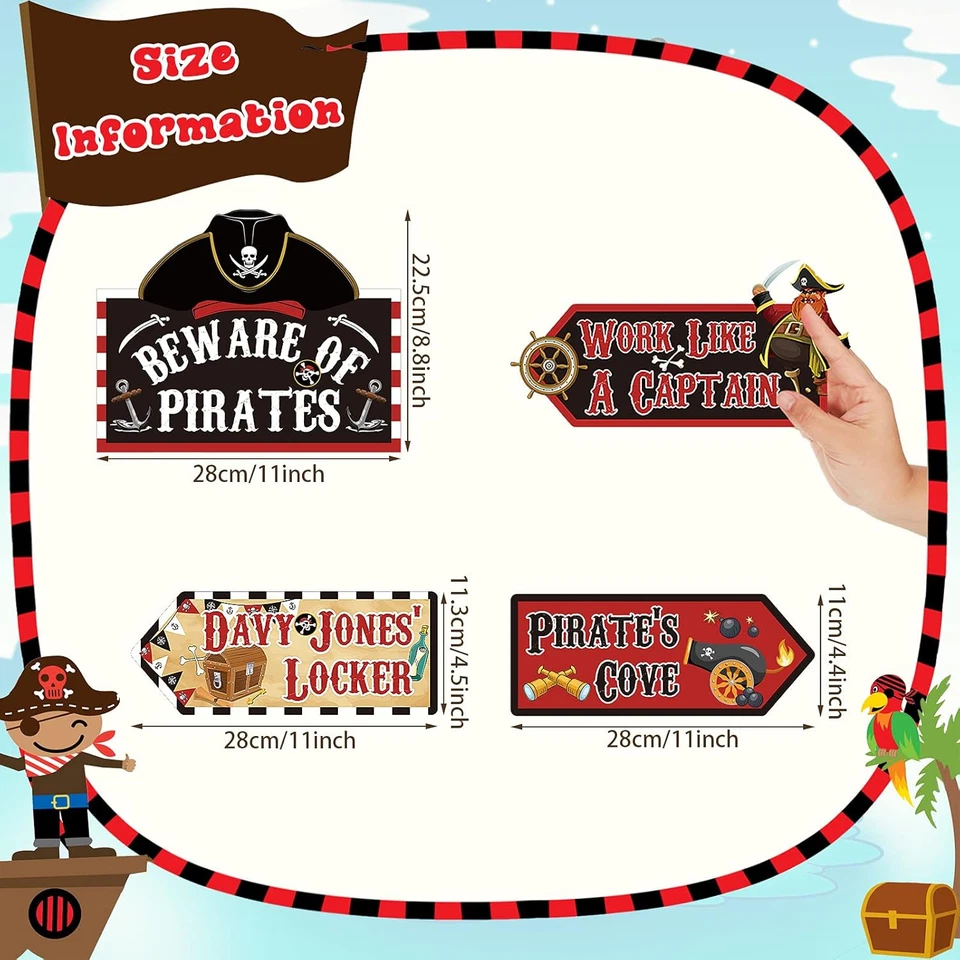 Letrero de fiesta pirata de 20 piezas tema pirata fiesta de cumpleaños favores suministros Foto 2 de 4