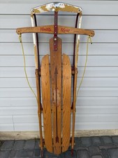 Vintage Flexible Flyer Wooden Snow Sled with Metal Runners - Very Good Condition