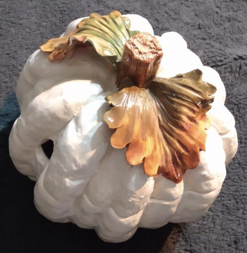 White Ceramic Pumpkin Soup Tureen w/ Lid Halloween Thanksgiving No Ladle