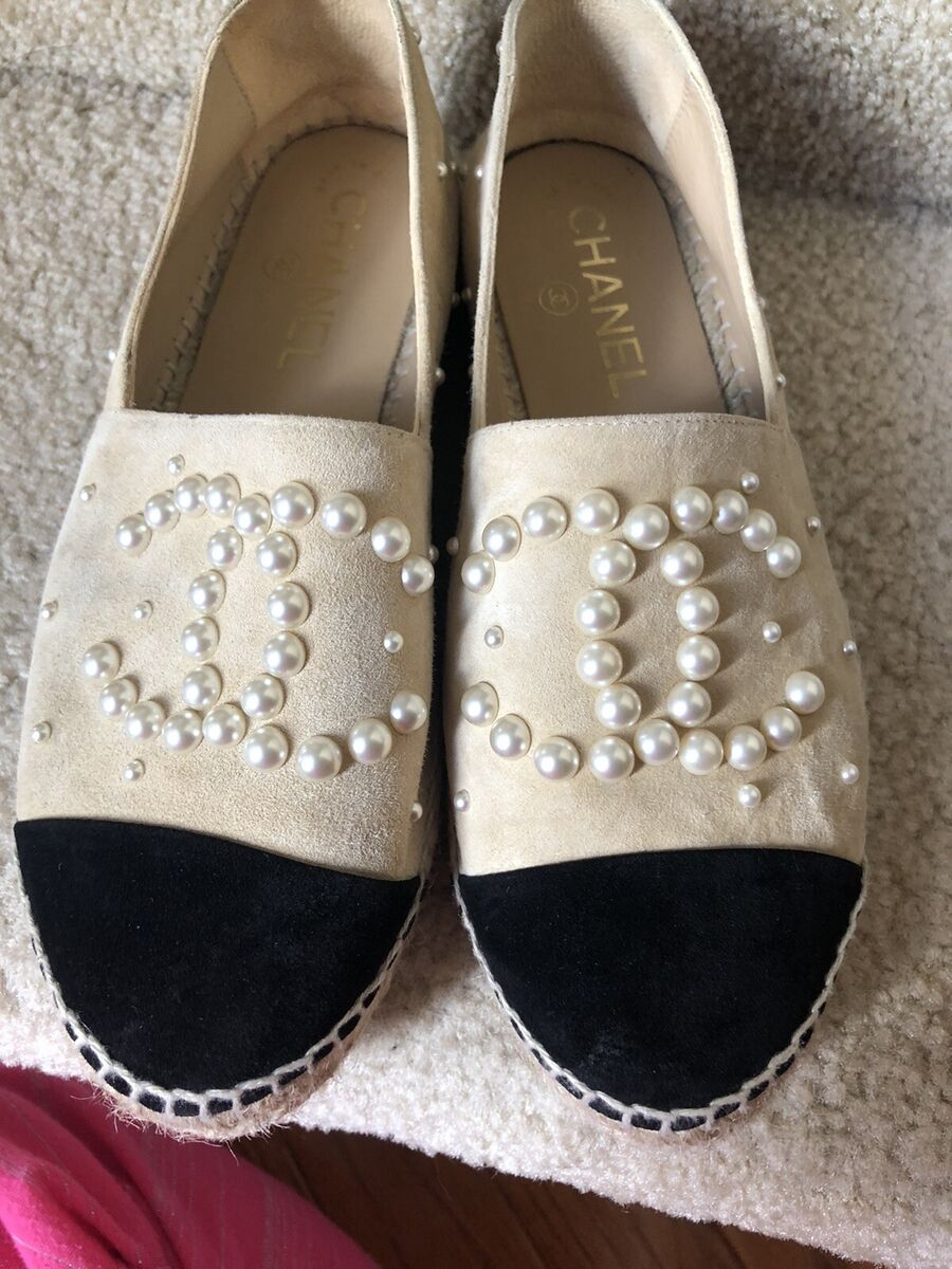 CHANEL Espadrille G29762 Flat shoes Slip-on Suede Black Size CHANEL Espadrille G29762 Flat shoes Slip-on Suede Black Size