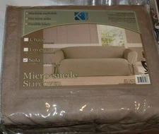 NEW KASHI -Tan Beige - Home Sofa Micro-suede Slipcover - 74" to 96" NEW NWT A02