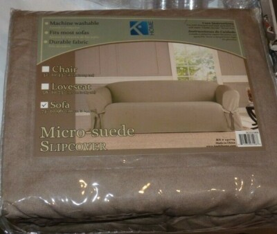 NEW KASHI -Tan Beige - Home Sofa Micro-suede Slipcover - 74'' to 96'' NEW NWT A02