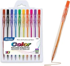 BAZIC 10 Retractable Color Pen,Other Office Pens & Pencils