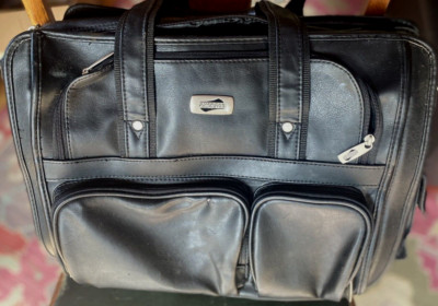 American Tourister Leather Bag Laptop Black Briefcase Carry-on messenger travel