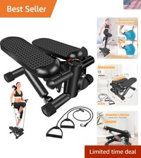 Multi-functional Stepper with LCD Display  Detachable Resistance Bands, Black