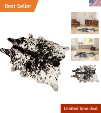 Faux Cowhide Rug 5.2ft x 6.6ft - Chic Black and White Western Decor
