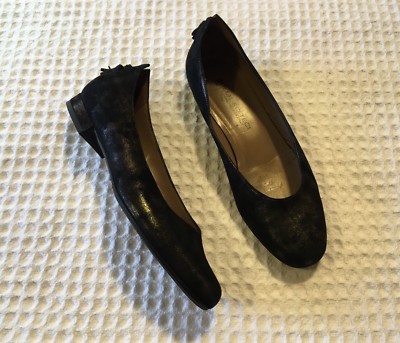 MAURO TECI Italy Nubuck Leather Ballerina Ballet Flats Metallic Black 37.5  / 7.5 | eBay