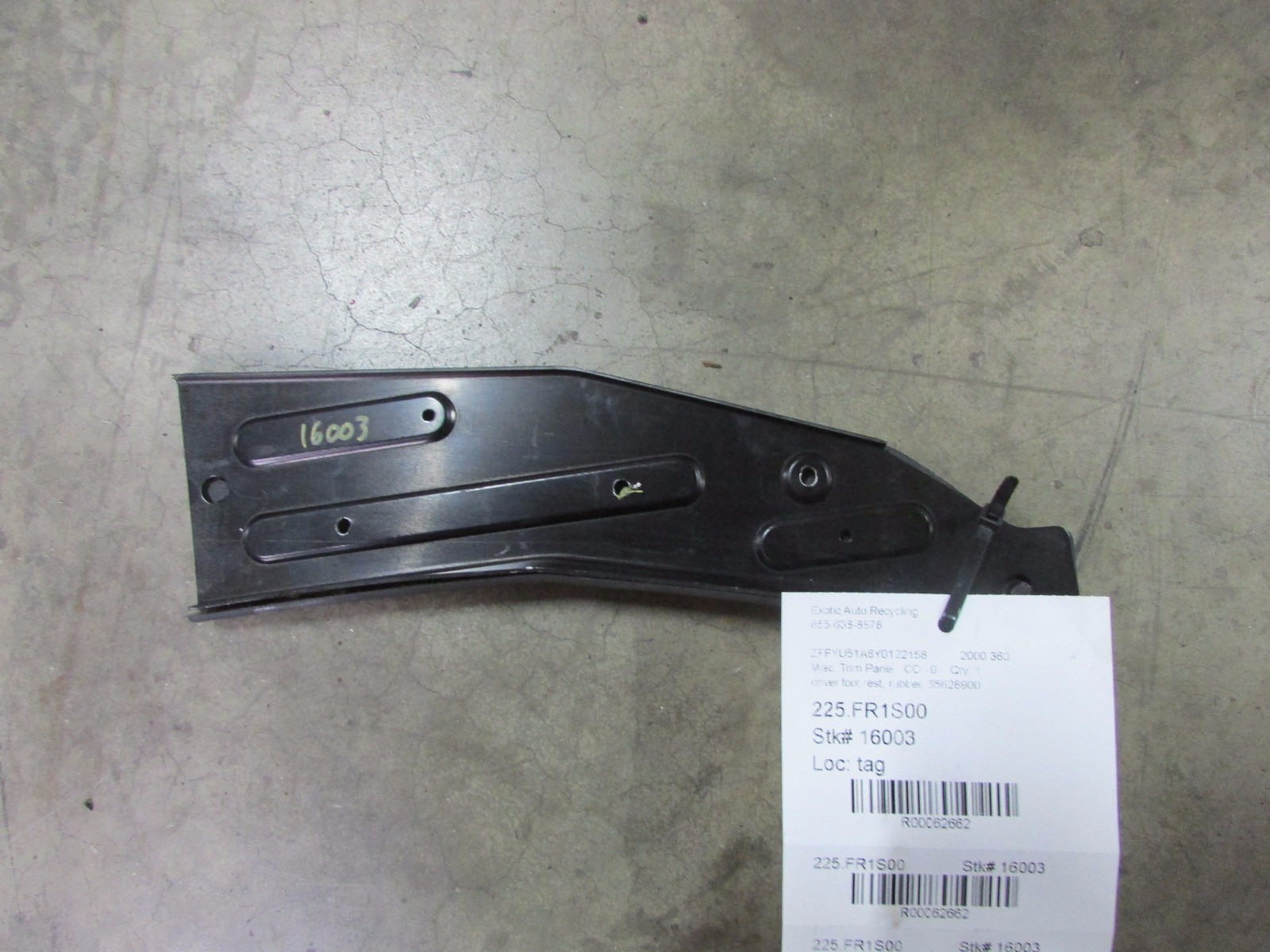 Ferrari 360, LH, Left Rubber Foot Rest, Used P/N 65628900