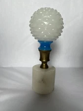 Antique Sandwich Two-Tone Glass Newel Post Finial On Marble Base