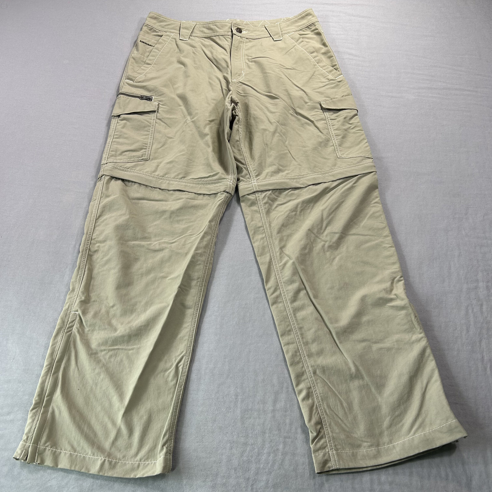 Merrell Pantalone Uomo 34x30 Beige Convertibile Cargo Nylon Escursionismo Outdoor Pantaloncini