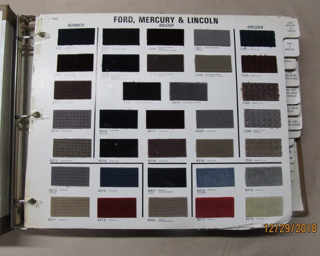 1988 Model Yr Detroit Book Original Automotive OEM Upholstery Trim