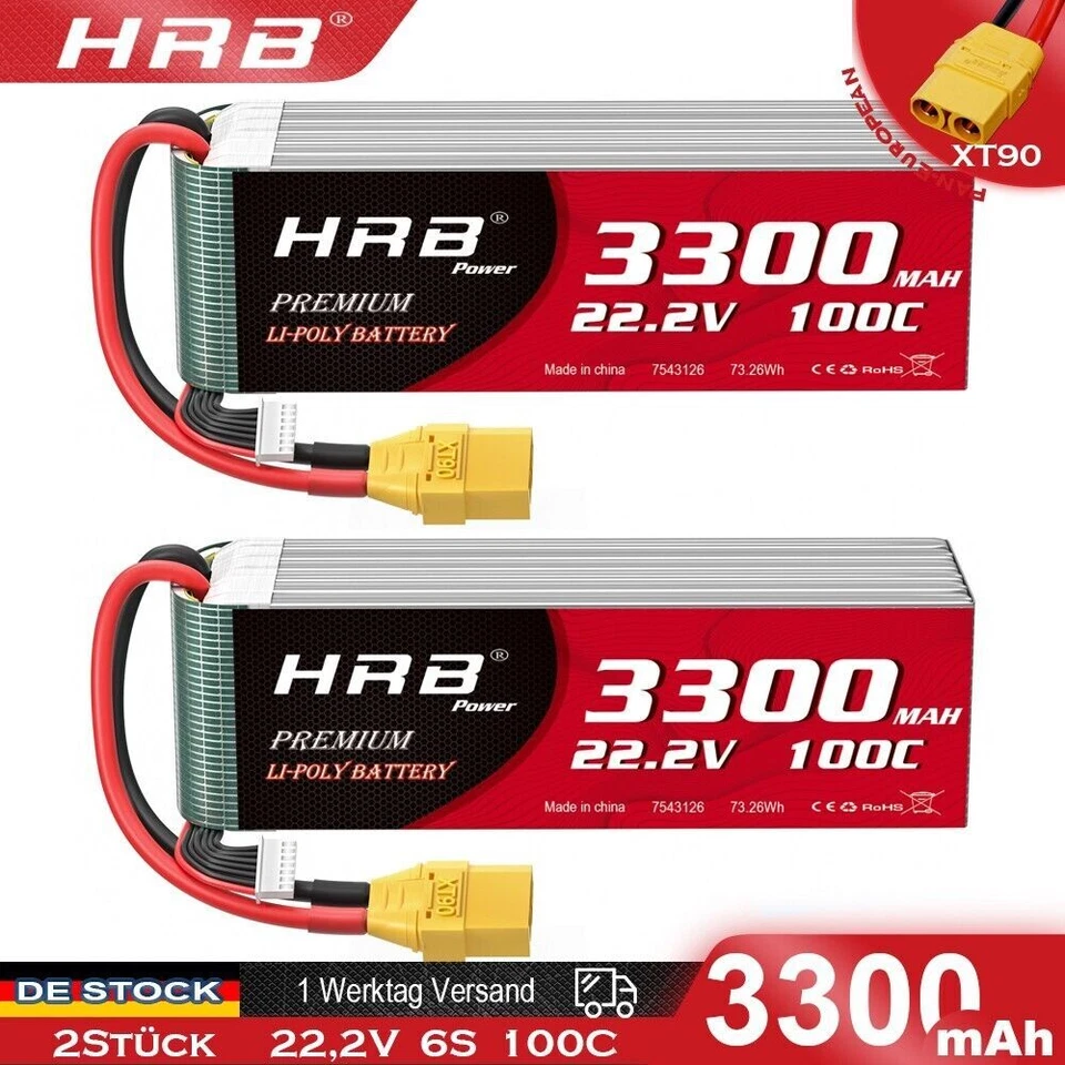 2Stück 22,2V 6S 3300mAh Lipo Akku XT90 für RC Hubschrauber Drohne Auto LKW