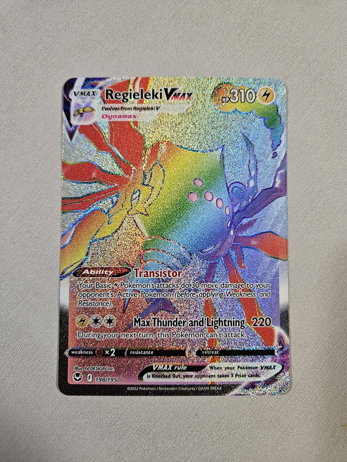 Regieleki VMAX 198/195 - Silver Tempest Rainbow Secret Rare - Pokémon TCG NM