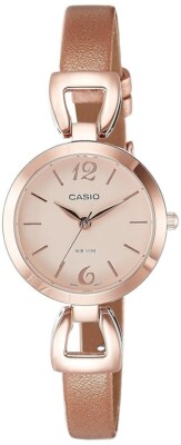 Casio Damenuhr Roségold Lederarmband Analog LTP-E402PL-9AVDF