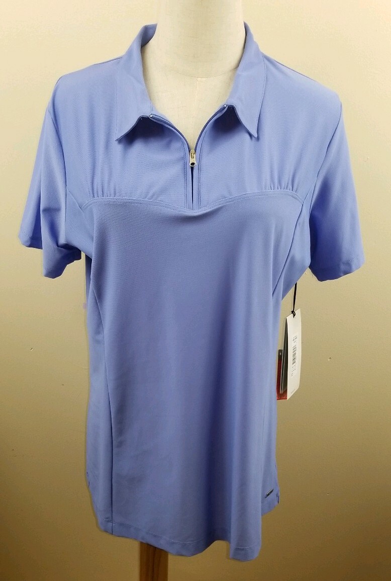 LIJA シャツ LIJA Zip Golf Polo Shirt Womens Sz XL Purple Short Sleeves Bust 42