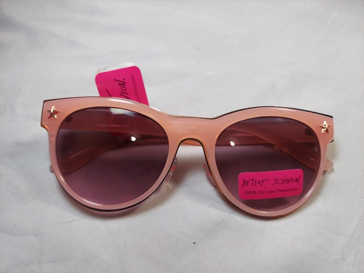 NWT Betsey Johnson Cat Eye Sunglasses Pink & Rose Gold With 