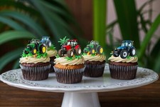 PRECUT Tractor Cupcake Decorations Toppers Farming Birthday Edible Pack of 12