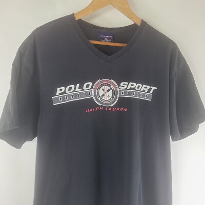 Polo Sport Vintage 90s T-Shirt Mens Large Ralph Lauren Dive Service V Neck  Tee