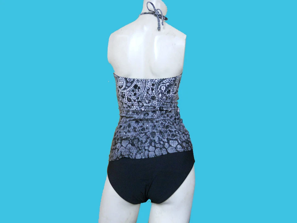 全新带标签 GIDEON OBERSON Bandanna 佩斯利黑色比基尼沐浴套装泳装 - 6 — 第 4/4 张图片