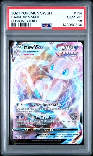 2021 POKEMON SWORD & SHIELD FUSION STRIKE #114 FULL ART/MEW VMAX PSA 10