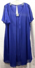 MSK Womens Cobalt Blue Chiffon Layered Dress Size 18W Cruise Vacation Party