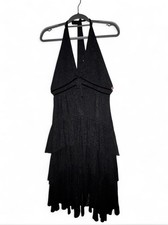 Vintage Black Halter Tiered Dress Gothic Boho Festival Size unknown