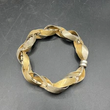 Ribbon Bracelet Gold Plated Sterling Silver Toe To Toe American Craftsman 9” RG