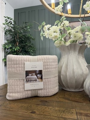 Threshold Quilt Cotton Jersey Square Quilted Heavyweight,OATMEAL, Full/Queen NEW