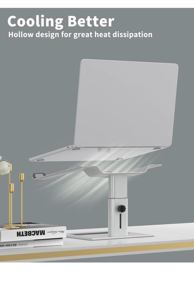 Laptop Stand Adjustable Computer Stand for Desk Ergonomic Aluminum Holder 10-17” - Image 4 of 4