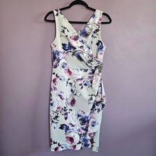 Size 10 Alex Evenings Floral Wrapped Side Ruched Sleeveless Formal Dress