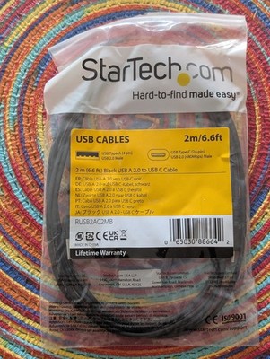 StarTech 6.6FT USB Type-A Male to USB Type-C Male Charging Cable - Black